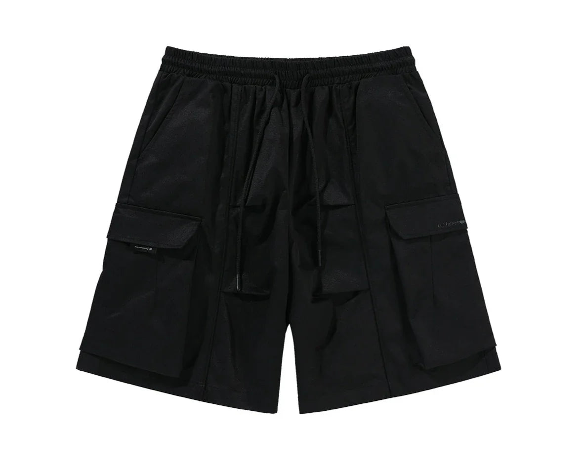 BJHG Drawstring Cargo Shorts with Pleated Design
