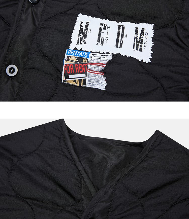 MEDM Quilted Jacket with Patched Flyer Design