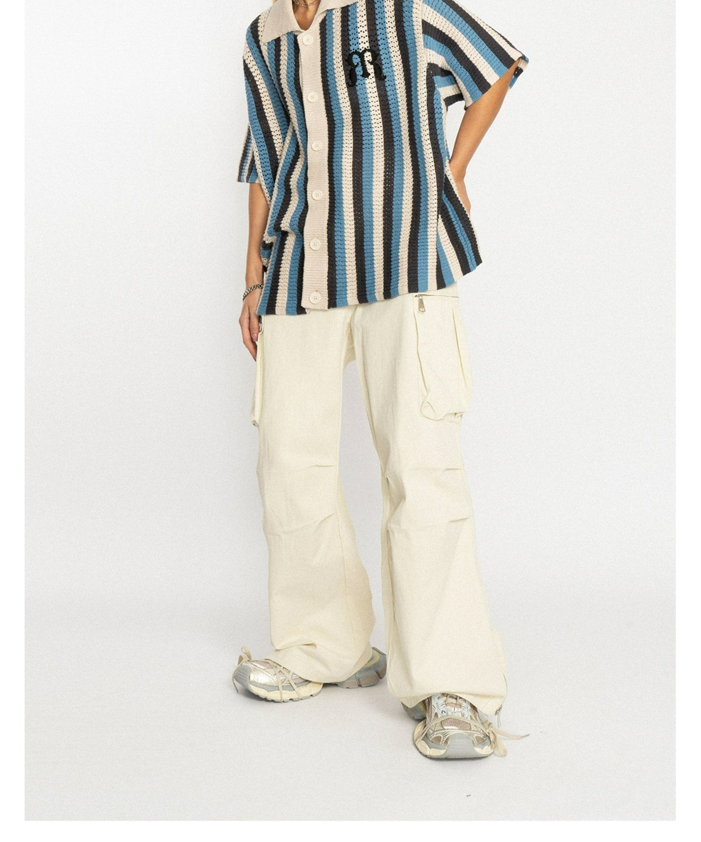 Striped Crochet Collar Shirt - EMPTY REFERENCE