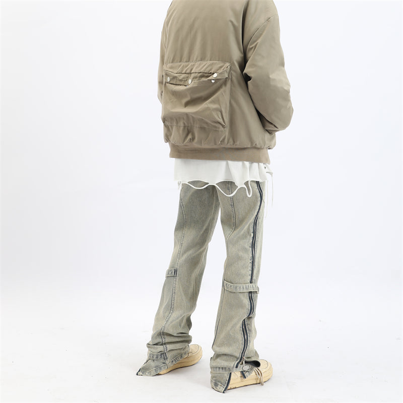 MaxDstr Dual-Slit Zipper Trousers