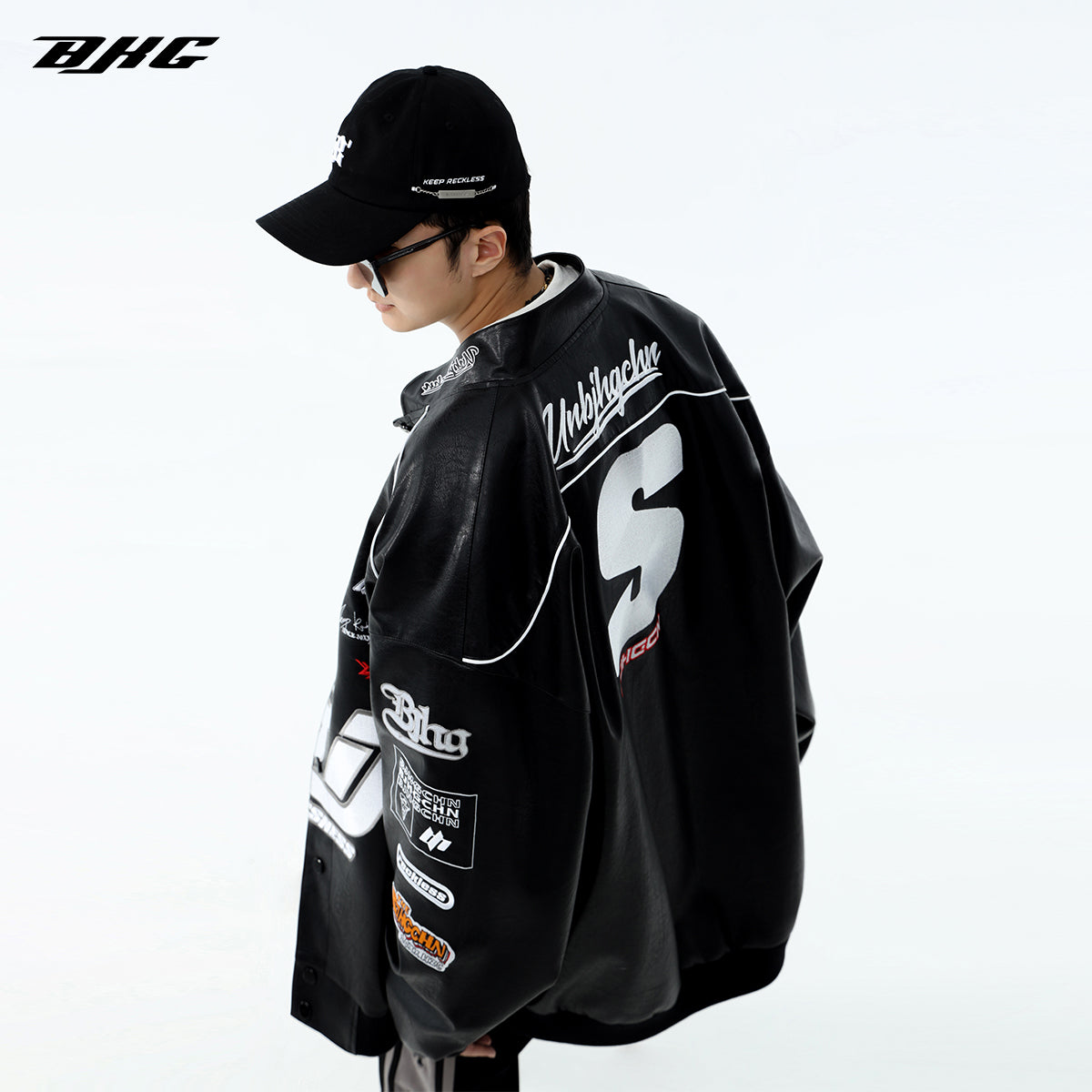 BJHG Distressed Biker Jacket with Patches