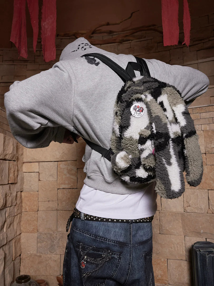 DND4DES Camouflage Rabbit Fur Backpack