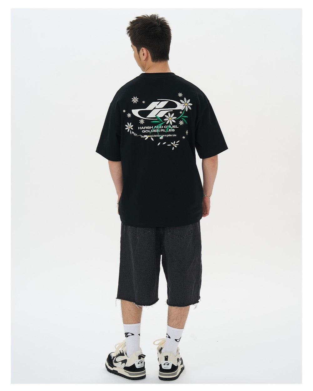 Embroidered Daisies Tee: HARSH & CRUEL
