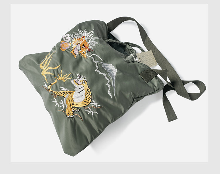 Retro-Inspired 'Yokosuka' Embroidered Nylon Tote