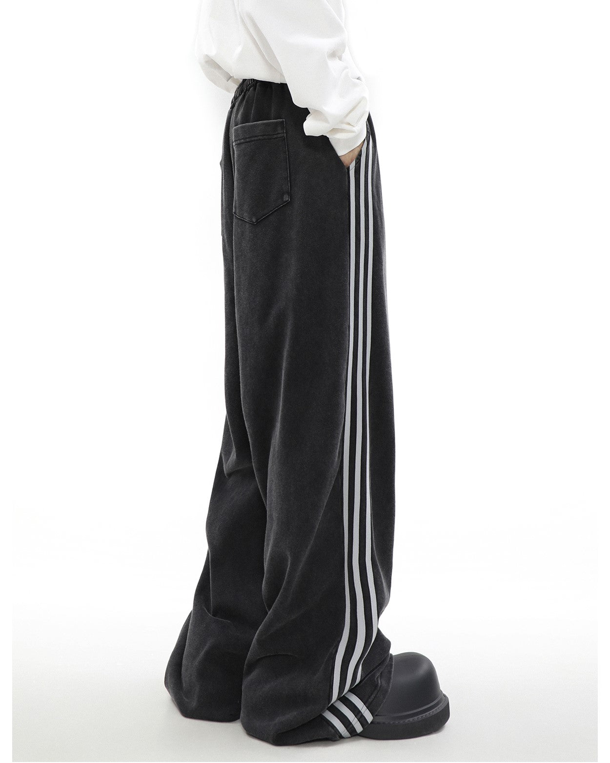 MRNEARLY Relaxed Fit Wide Leg Track Pants