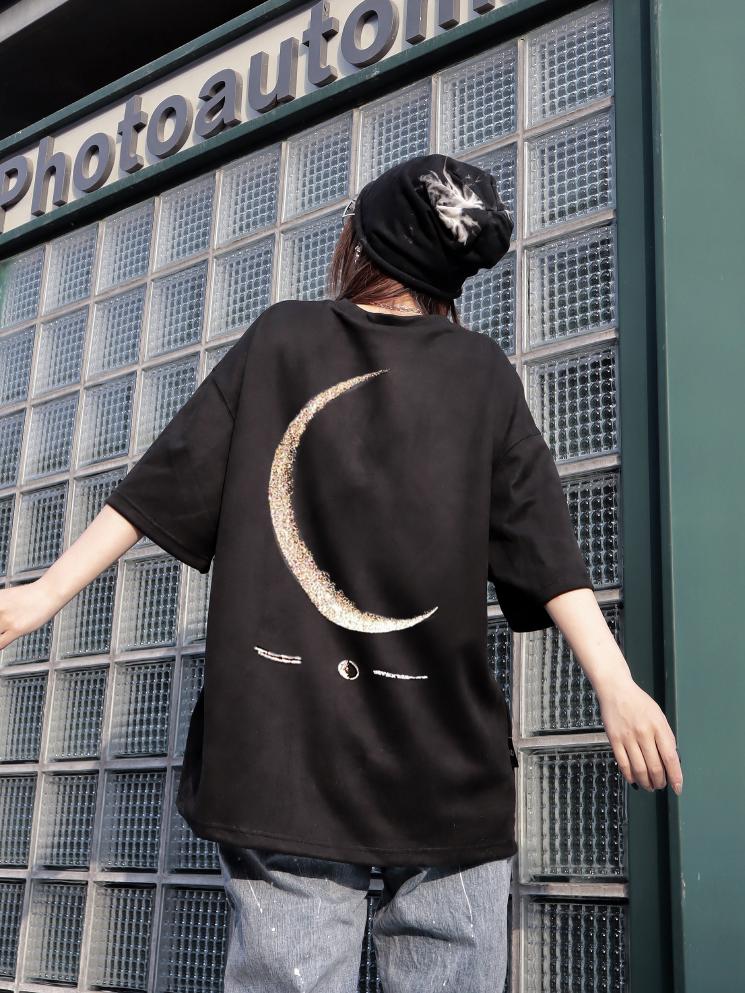 BJHG 3M Reflective Crescent Moon T-Shirt