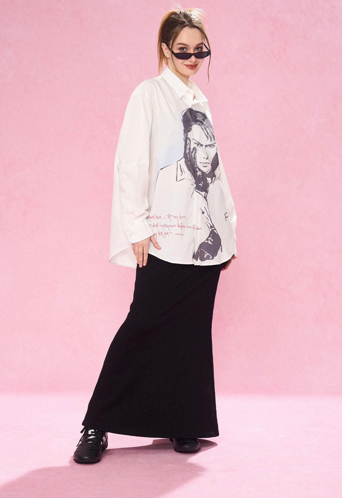 Reverse Irony Long Sleeve Button-Up Portrait Shirt