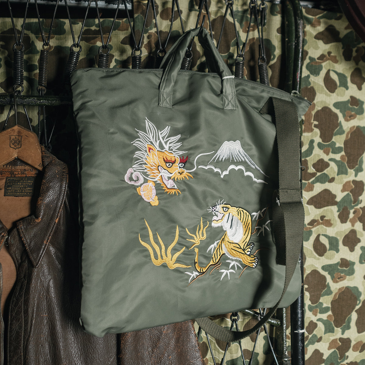 Retro-Inspired 'Yokosuka' Embroidered Nylon Tote