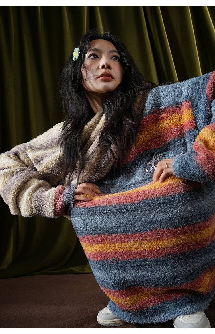 BJHG Striped Sweater with Contrast Paint Design