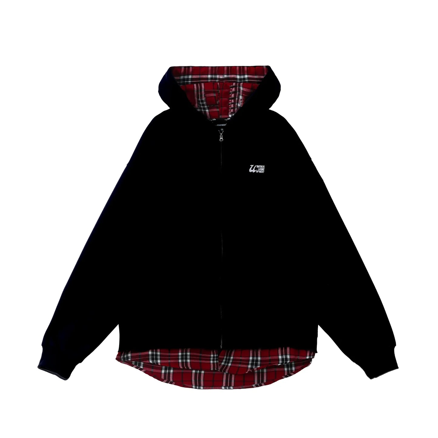 JUMPNEXT Plaid Layered Zip Jacket with Lining