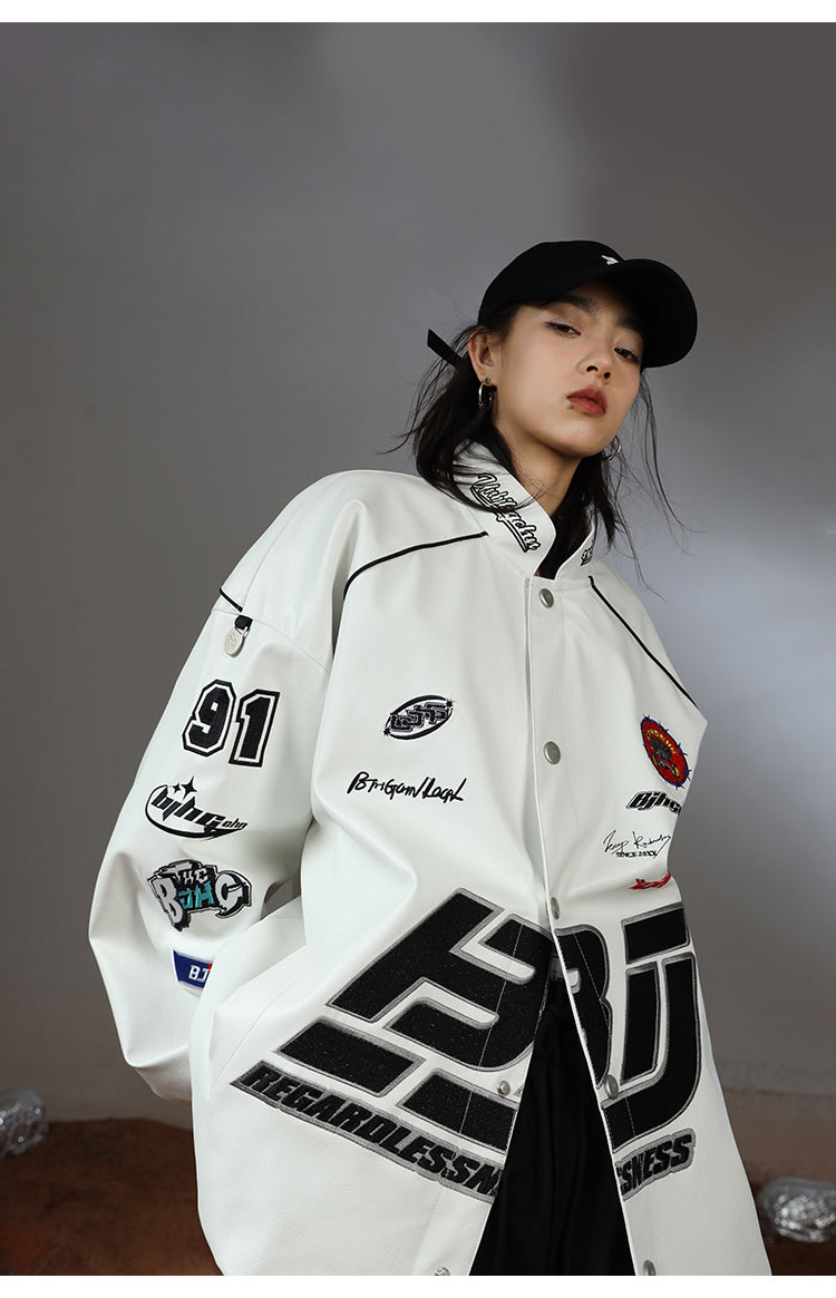 BJHG Distressed Biker Jacket with Patches