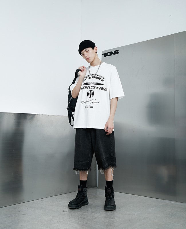 TGNS Distressed Washed Denim Messenger Bag