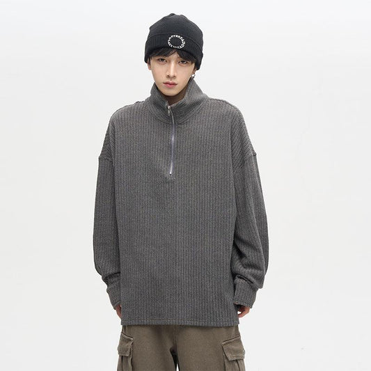 77F7GHT Ribbed Fleece Jacket with Quarter Zip