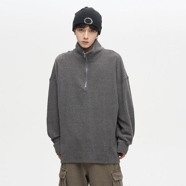 77F7GHT Ribbed Fleece Jacket with Quarter Zip