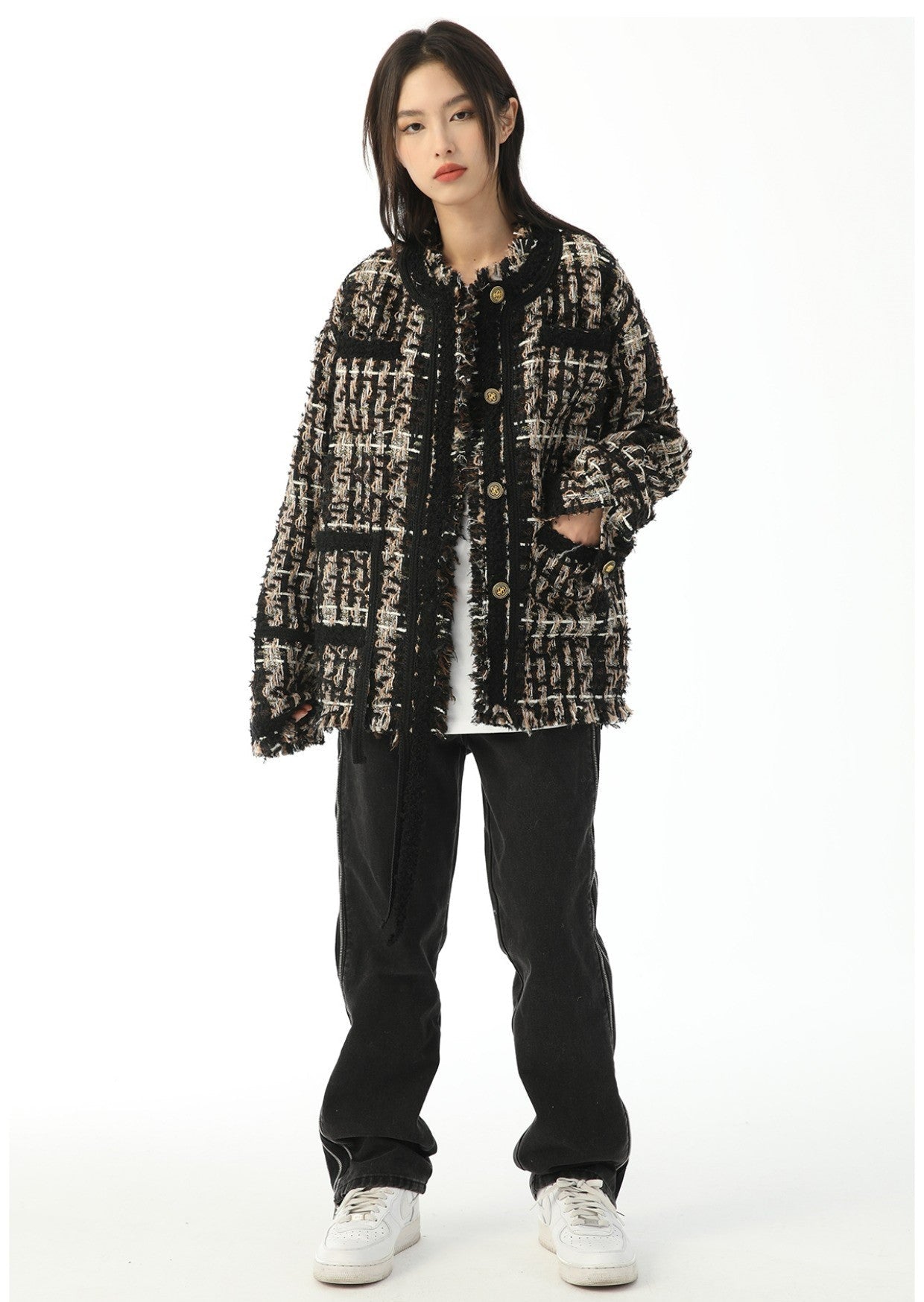 King Prince Vintage Plaid Tweed Jacket