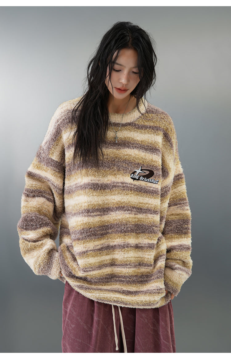 BJHG Striped Sweater with Contrast Paint Design