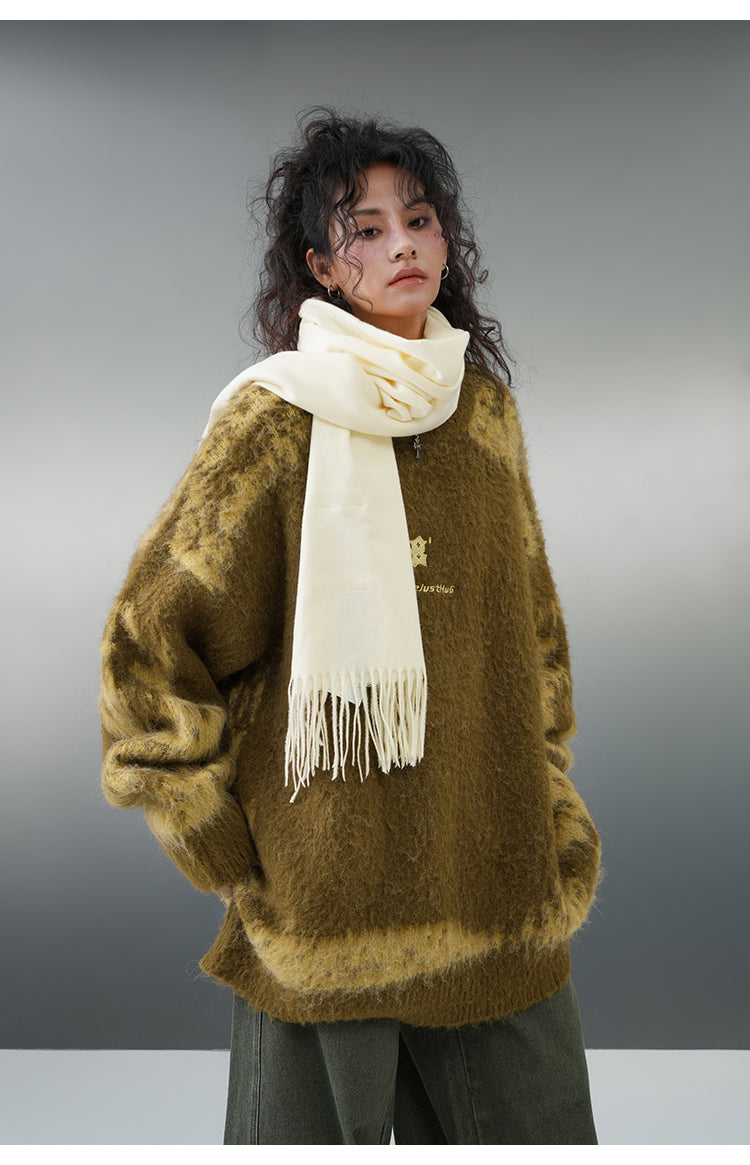 BJHG Textured Jacquard Knit Sweater