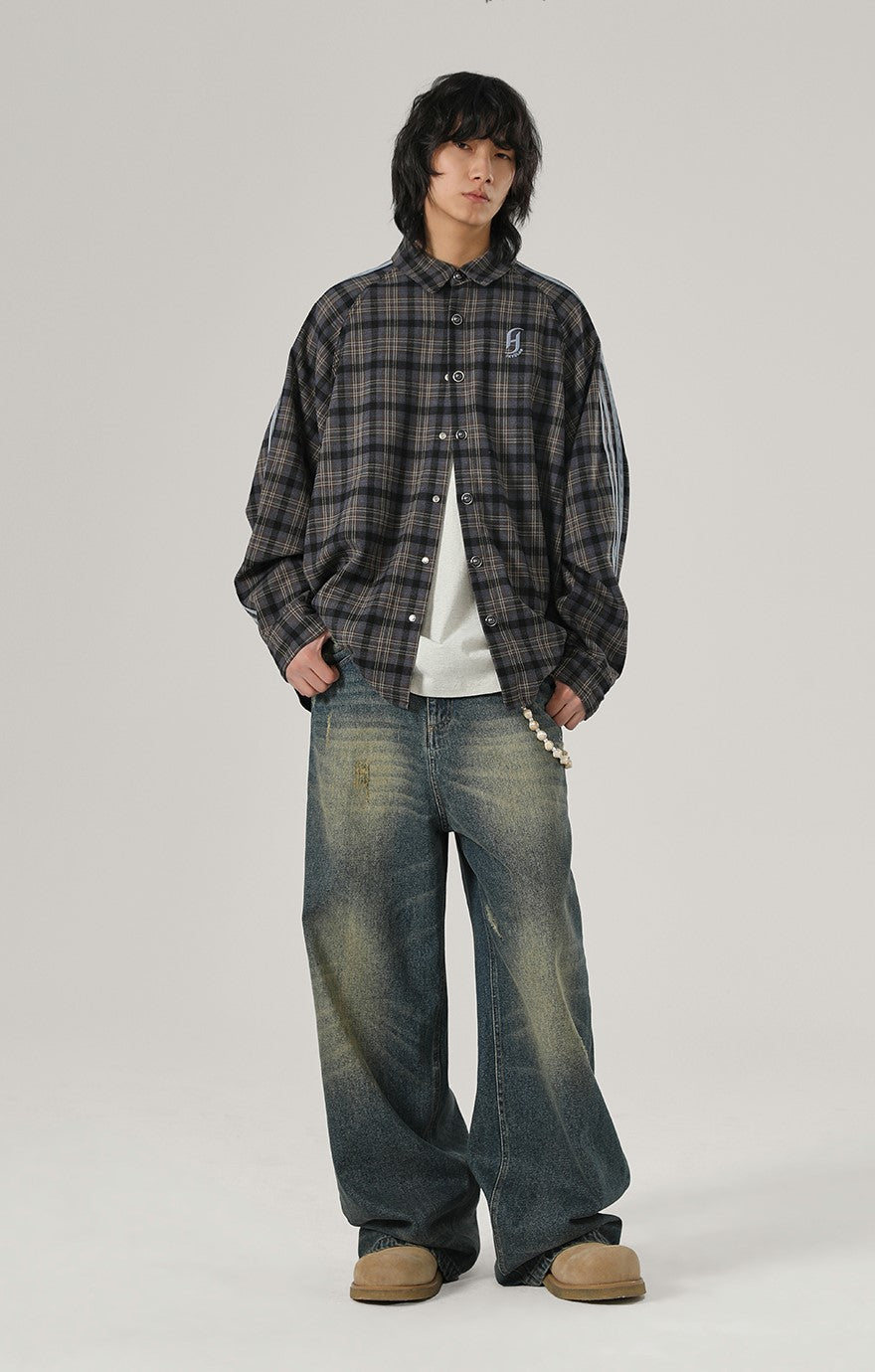 JHYQ Vintage Striped Flannel Shirt