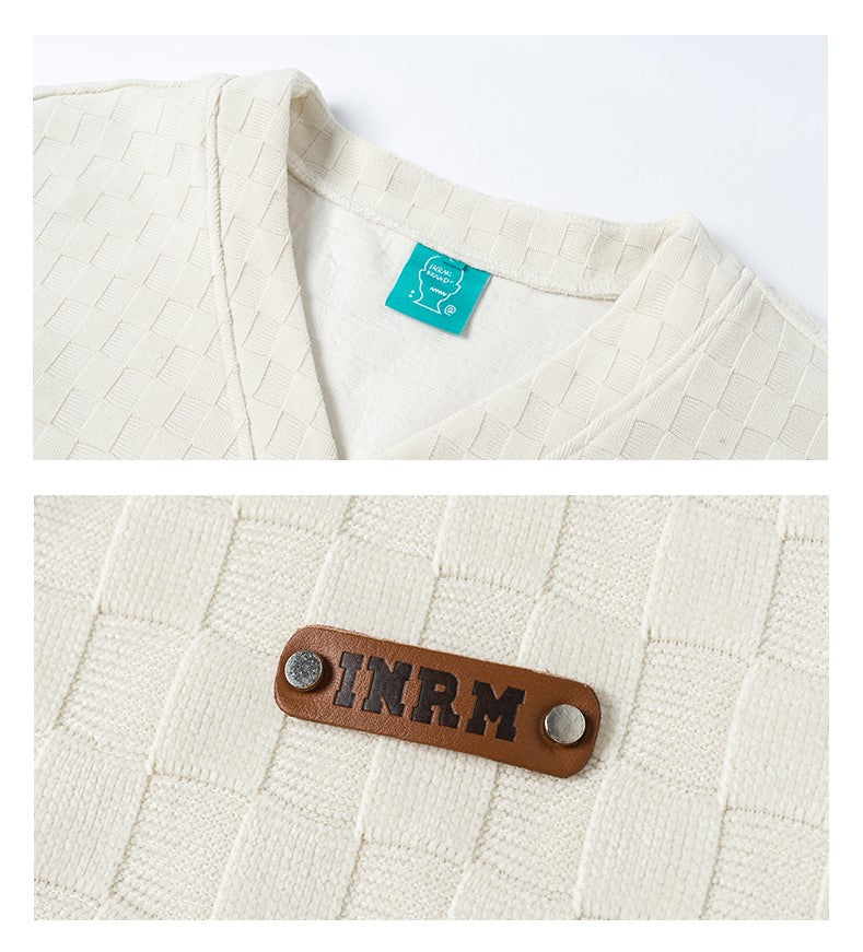 Textured Check Knit Cardigan by INRM