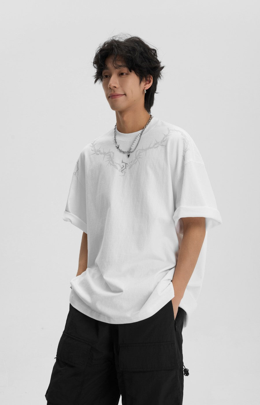 JHYQ Thorn Design Collar T-Shirt
