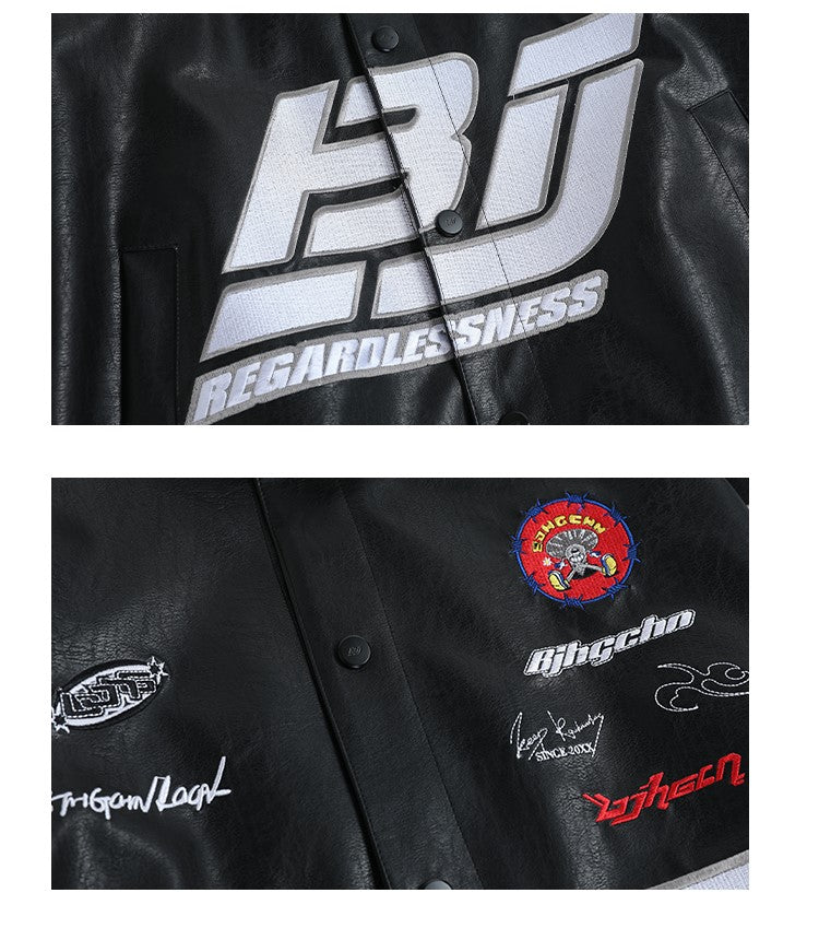 BJHG Distressed Biker Jacket with Patches