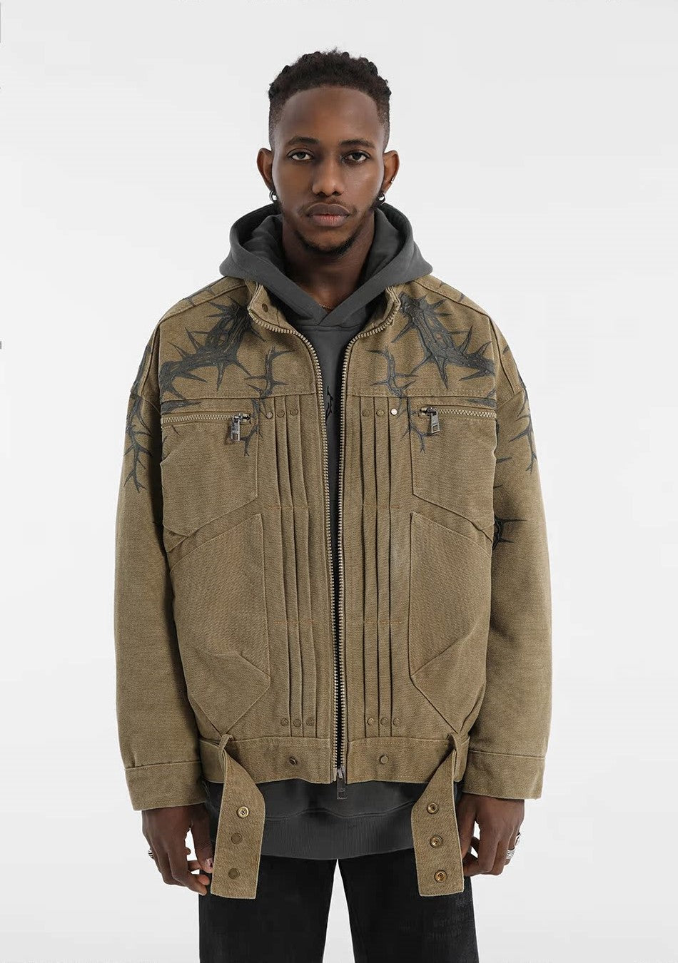 JHYQ Heavyweight Jacket with Embossed Thorn Design