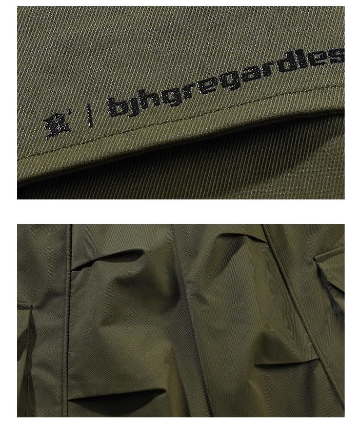 BJHG Drawstring Cargo Shorts with Pleated Design