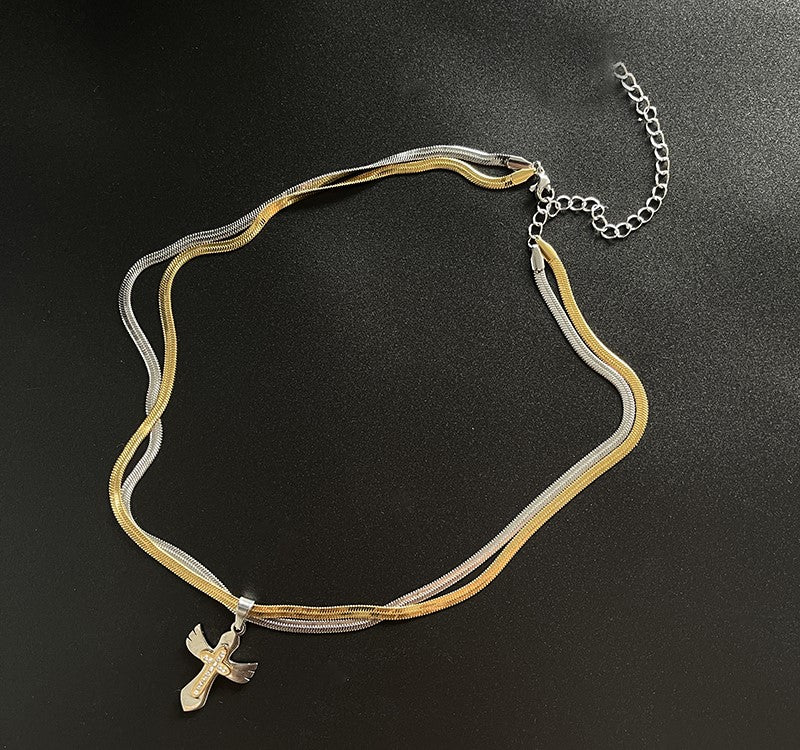 HEIMA Dual-Color Cross Necklace