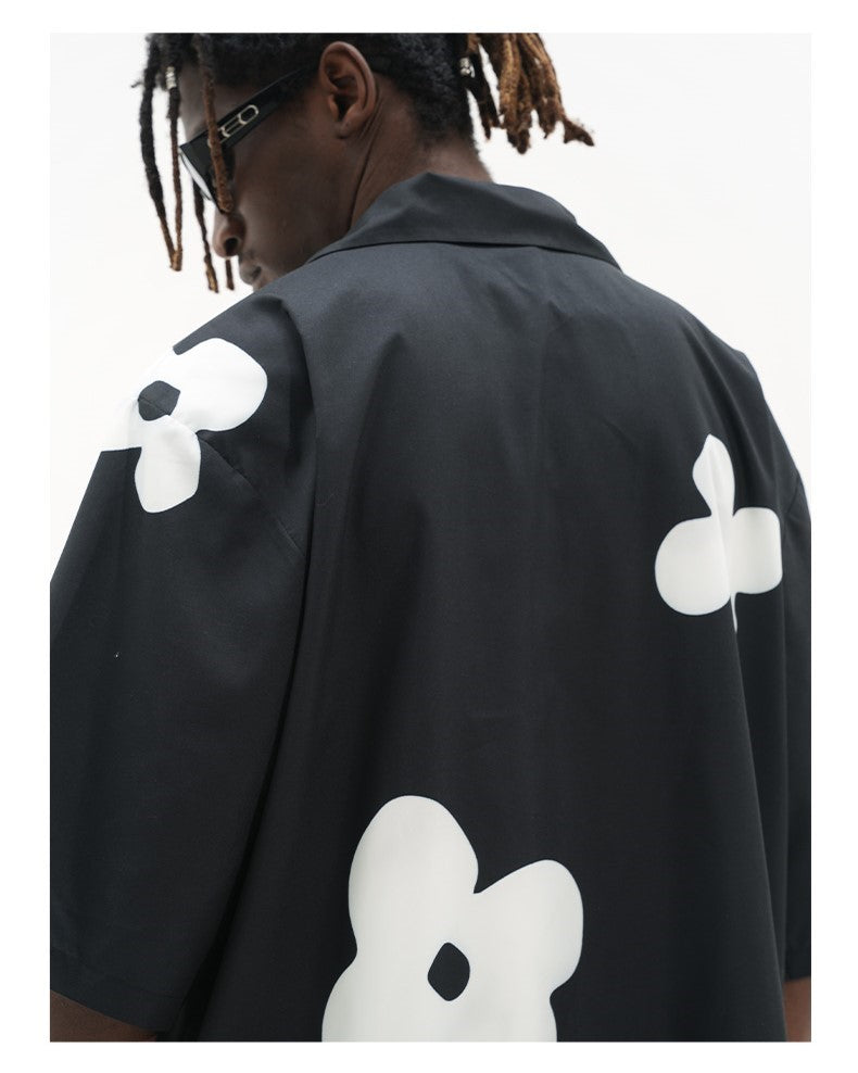 Bold and Edgy Solitary Flower Button-Up