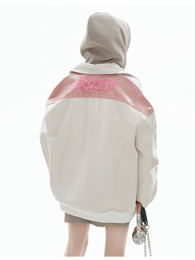 GCINIM Dual-Color Faux Leather Jacket