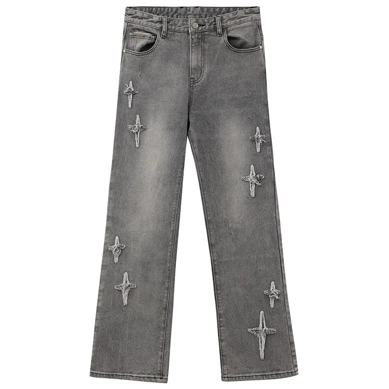 ICONSLAB Distressed Spike Denim Jeans