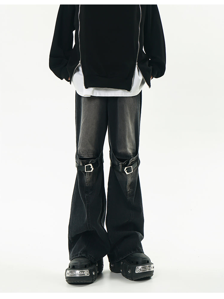 GCINIM Distressed Buckle-Knee Denim