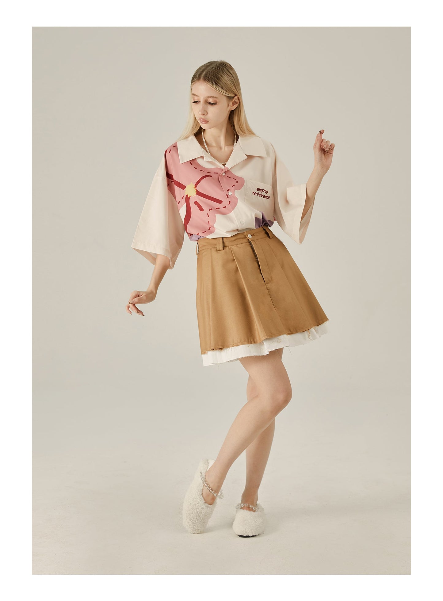 Loose Floral Print Button-Up Shirt - EMPTY REFERENCE