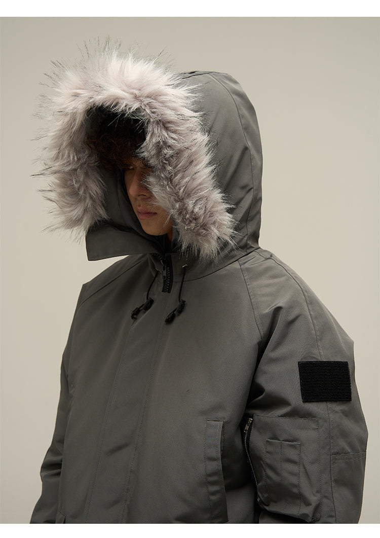 WLNEXT Faux-Fur Trim Parka Coat