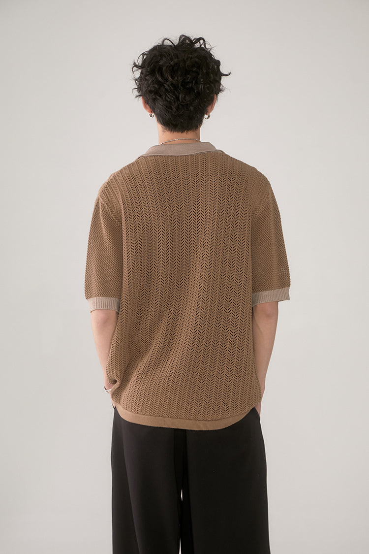 PHYSBOY Vintage Leaf Crochet Button-Up Shirt