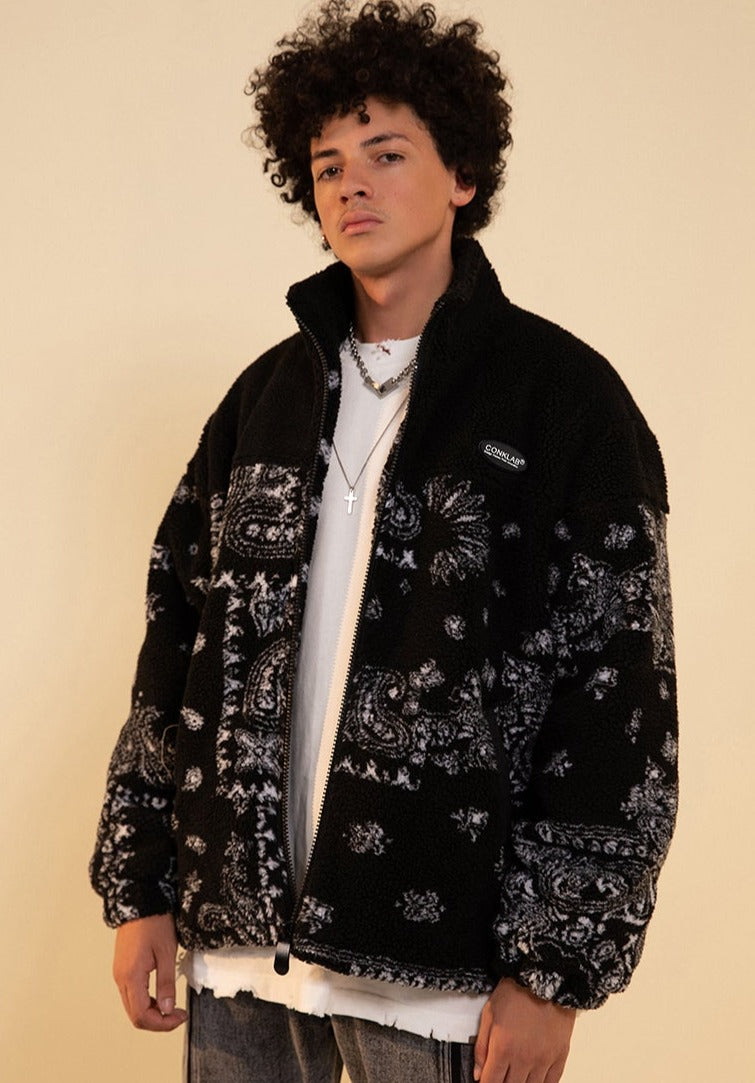 CONKLAB Fleece Jacket with Bandana Print