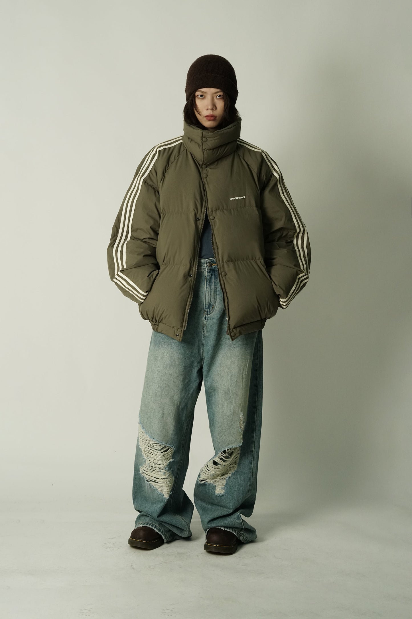 MASONPRINCE Striped Puffer Coat