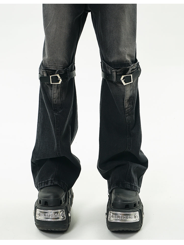 GCINIM Distressed Buckle-Knee Denim