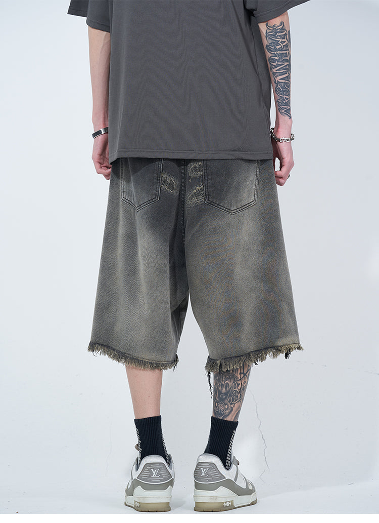 WLNEXT Retro Frayed Hem Denim Shorts