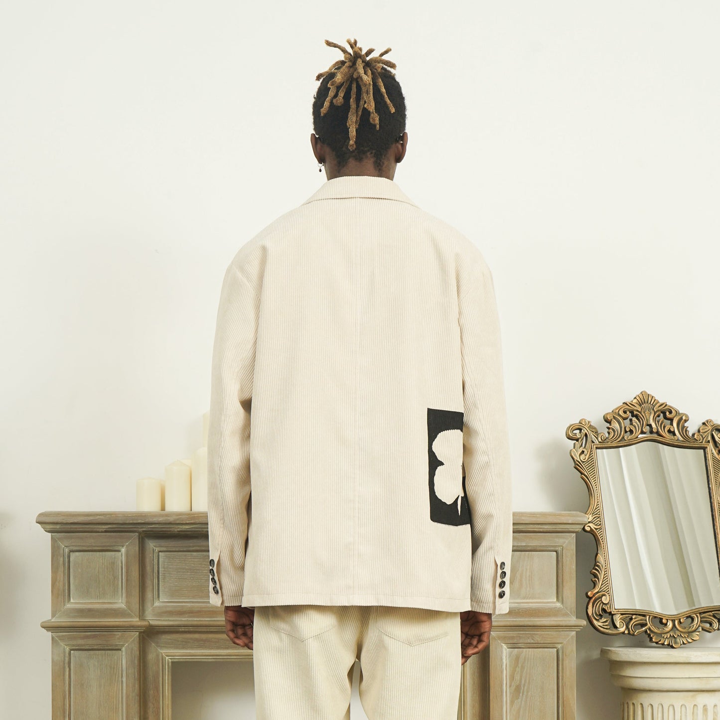 Two-Tone Flower Corduroy Blazer - EMPTY REFERENCE