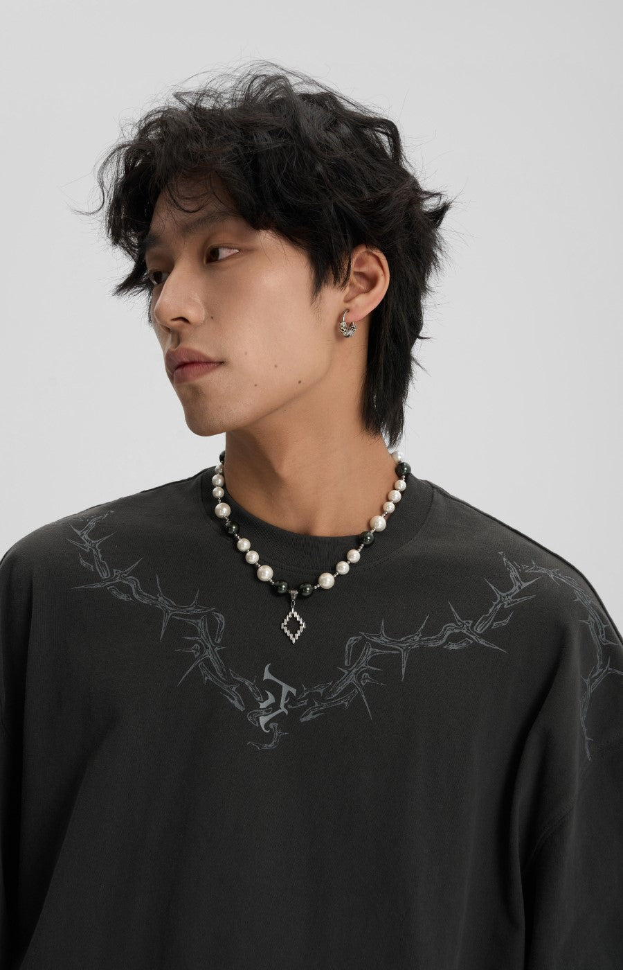 JHYQ Thorn Design Collar T-Shirt