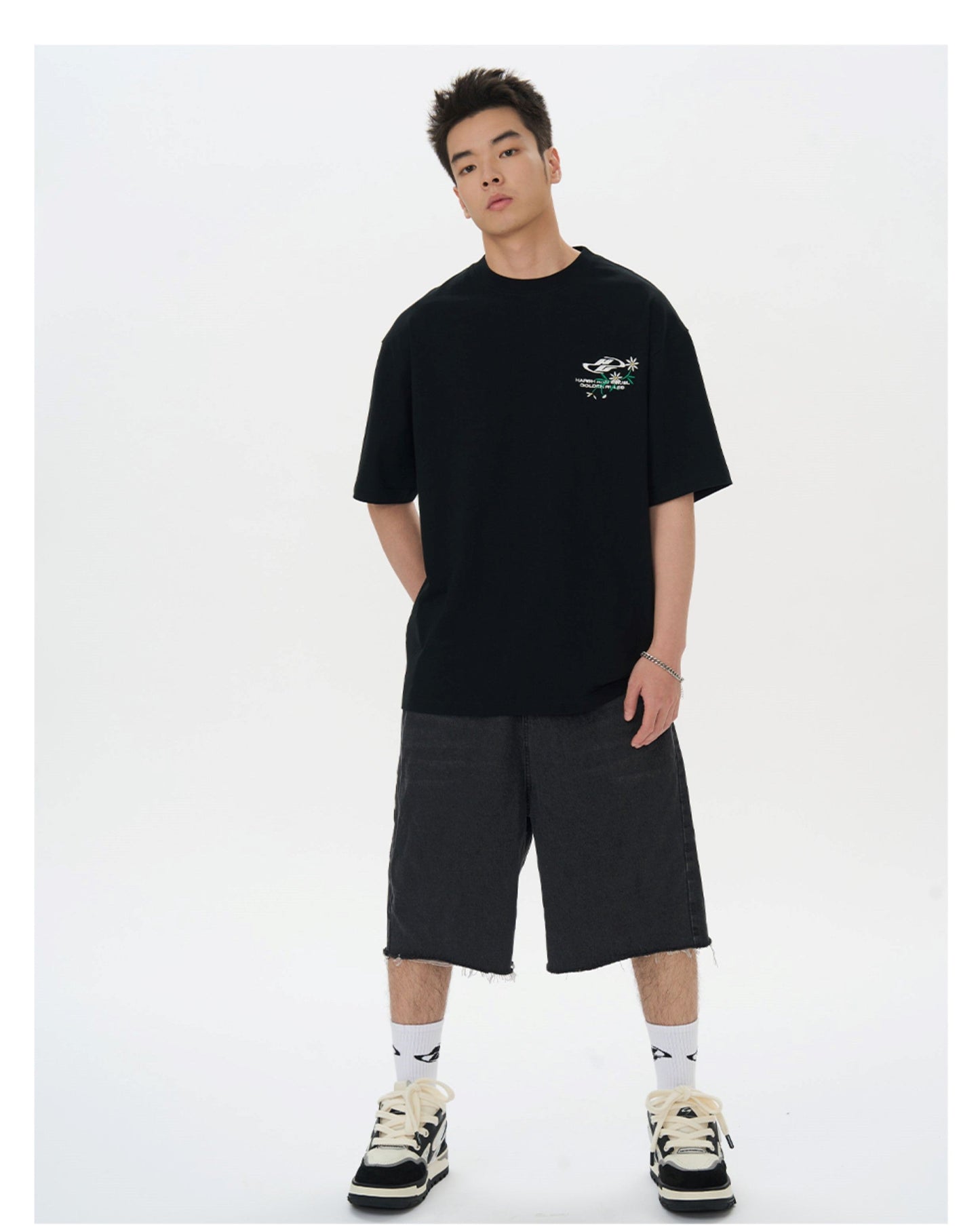 Embroidered Daisies Tee: HARSH & CRUEL