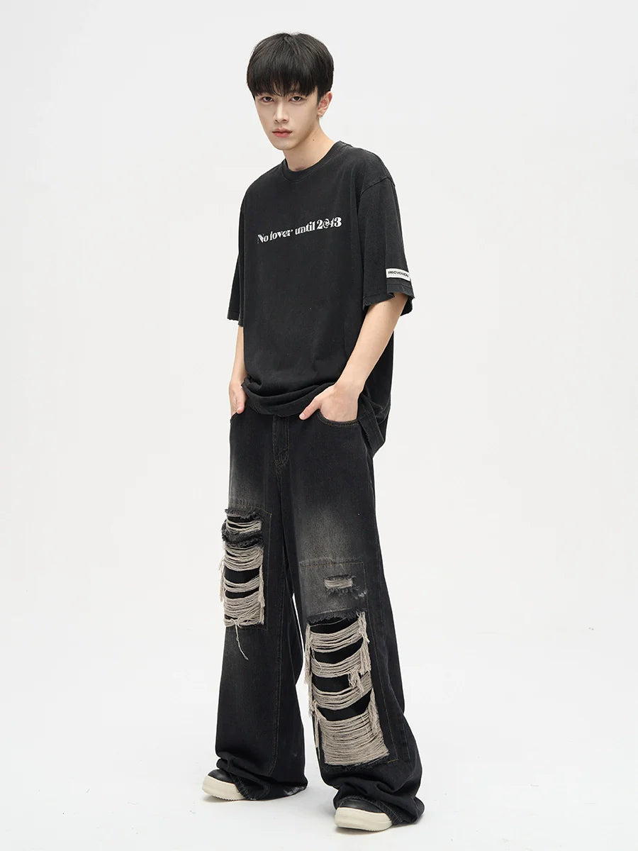 WLNEXT Distressed Patchwork Jeans