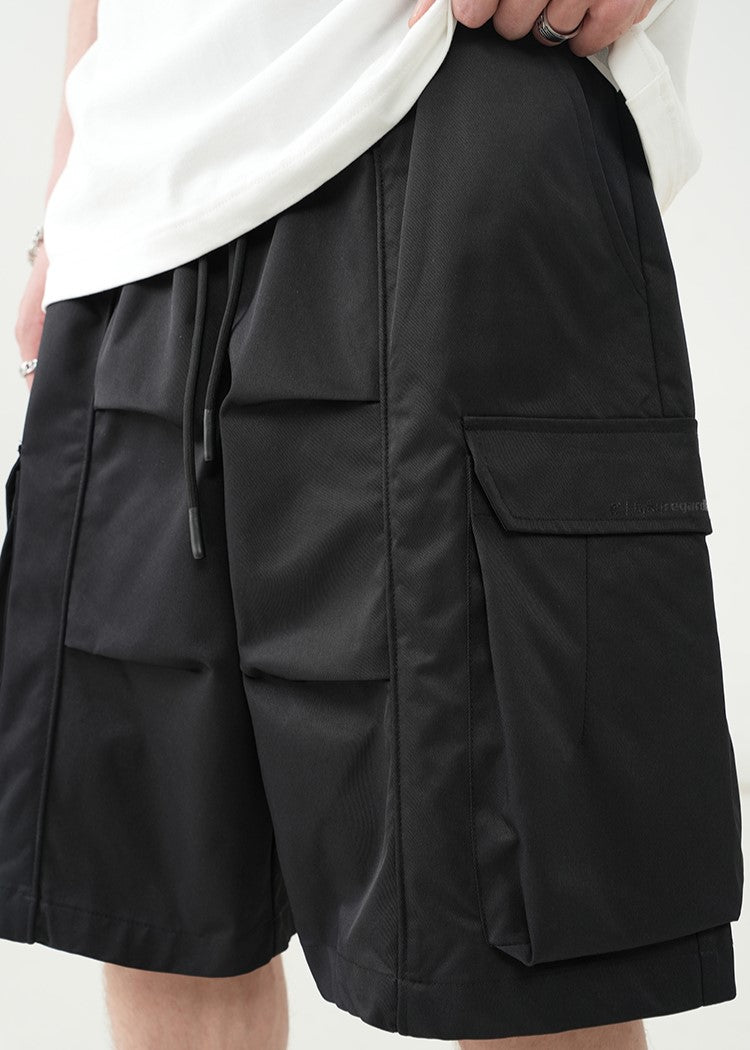 BJHG Drawstring Cargo Shorts with Pleated Design