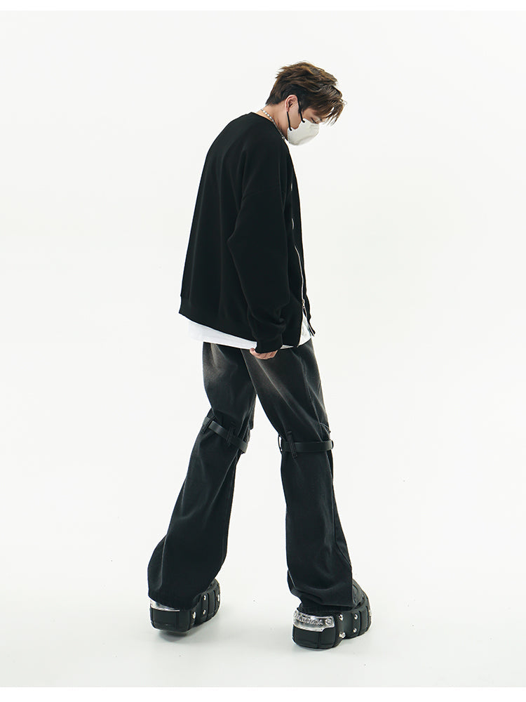 GCINIM Distressed Buckle-Knee Denim