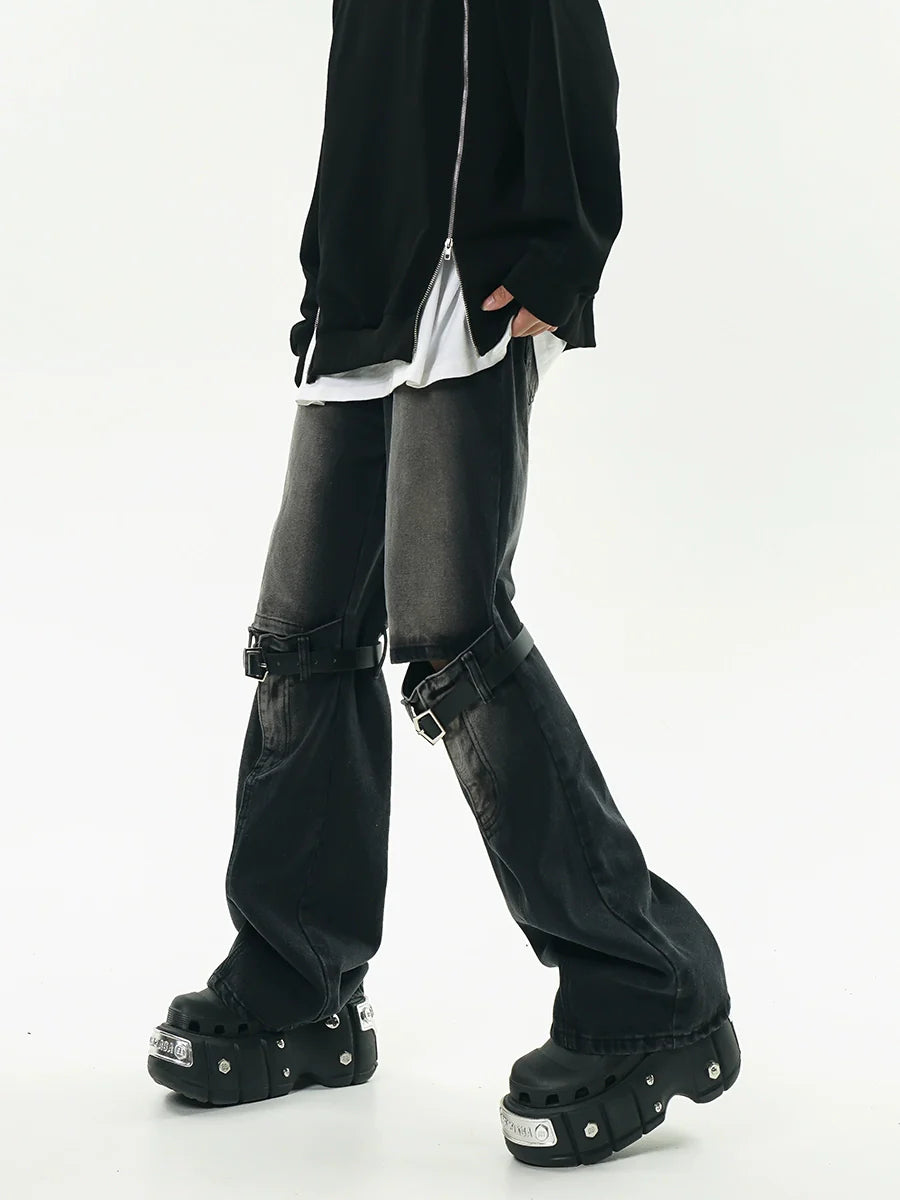 GCINIM Distressed Buckle-Knee Denim