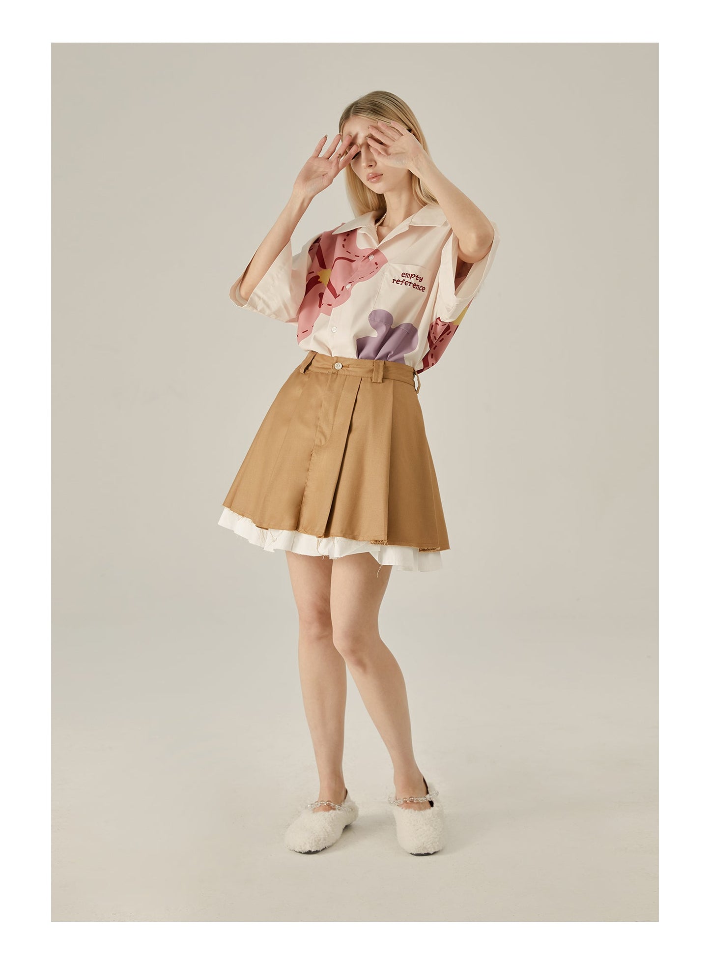 Loose Floral Print Button-Up Shirt - EMPTY REFERENCE