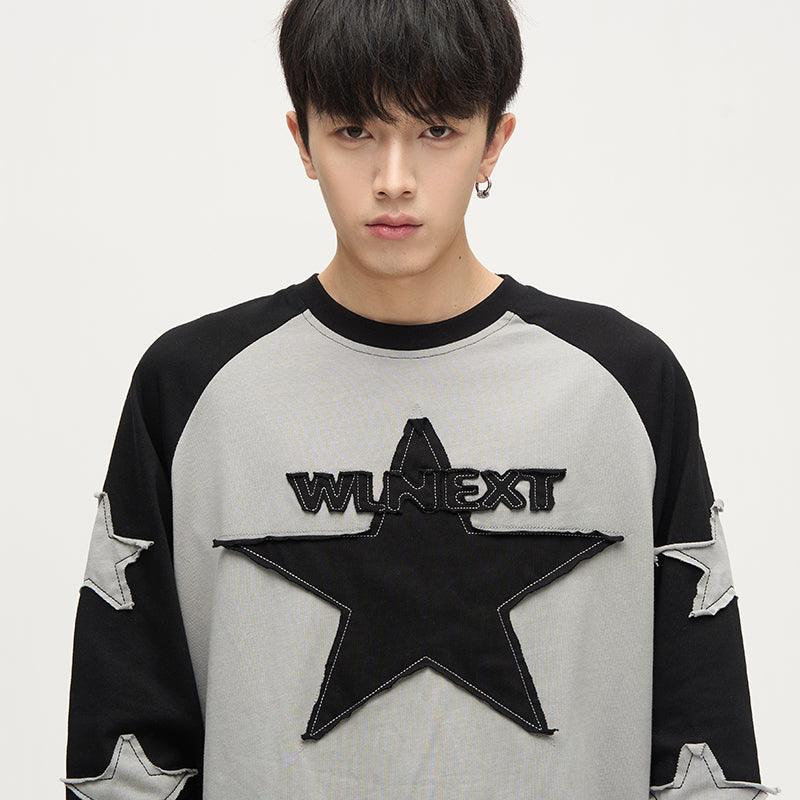 WLNEXT Colorful Patchwork Long Sleeve Shirt