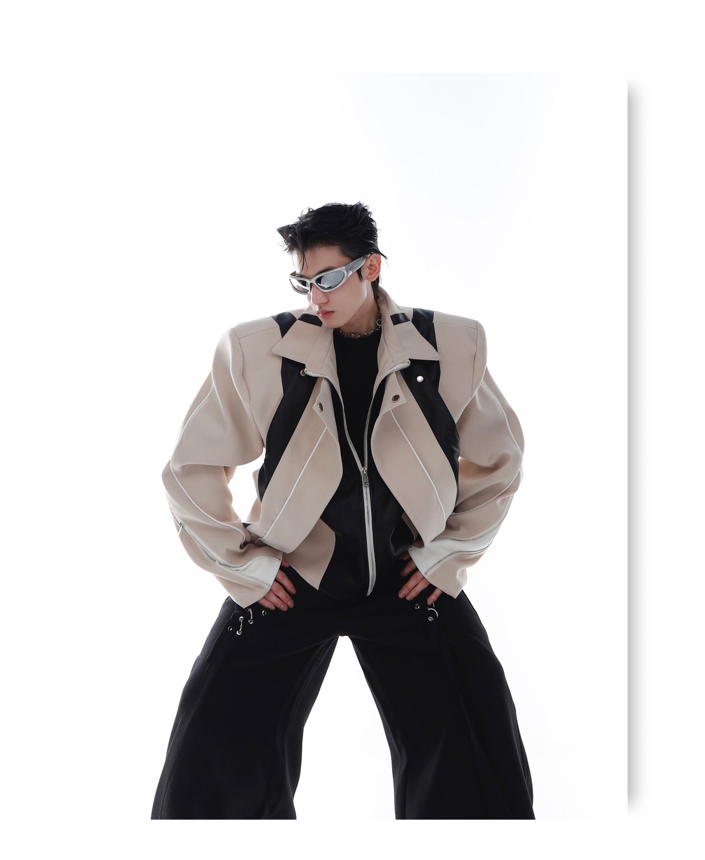 CulturE Contrast-Panel Biker Jacket