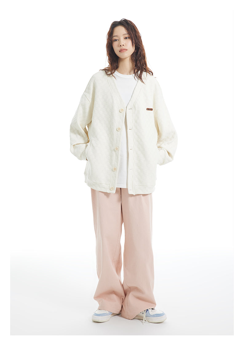 Textured Check Knit Cardigan by INRM